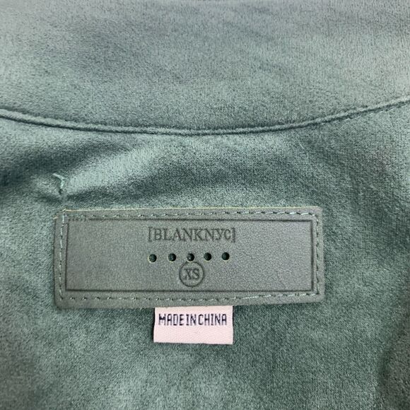 BlankNYC Jacket Womens XS Sage Vegan Suede Waterfall Lapel Drawstring Waist - Picture 8 of 15